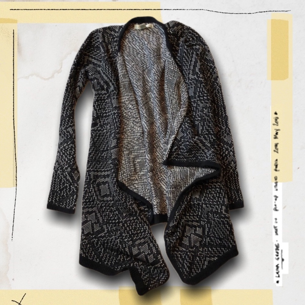 Kaisely waterfall cardigan XS black white cotton